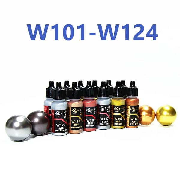 20ML W101-W124 Hobby Water Based Metallic Color Acrylic Paint Coating For GK DIY Tank Ship Plane Soldier Model Kit Building Tool