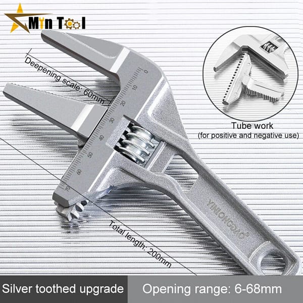 Adjustable Spanner Large Opening Bathroom Spanner Wide Jaw Aluminium Spanner Handle Plumber Hand Tool Home Improvement Tool