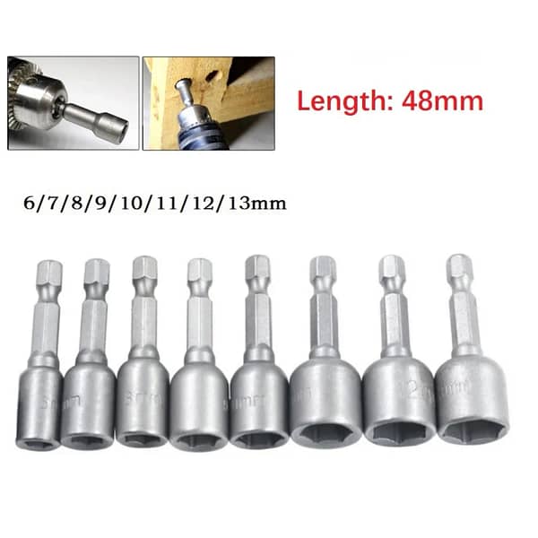 Electric Drill Bit Nut Driver Socket 6.35mm / 1/4" 6/7/8/9/10/11/12/13mm Fits All Power Drills Quality Is Guaranteed