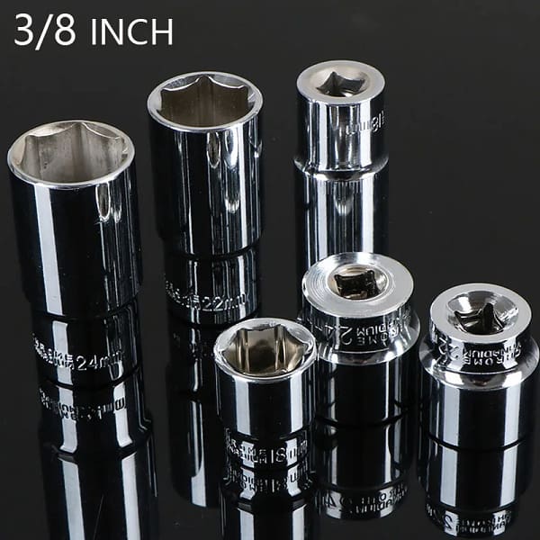 1Pcs 3/8" Drive Hex Keys Socket Wrench Metric 6 Point Socket Set for Ratchet Wrench Auto Repair Hand Tool Nut Removal 6-24mm